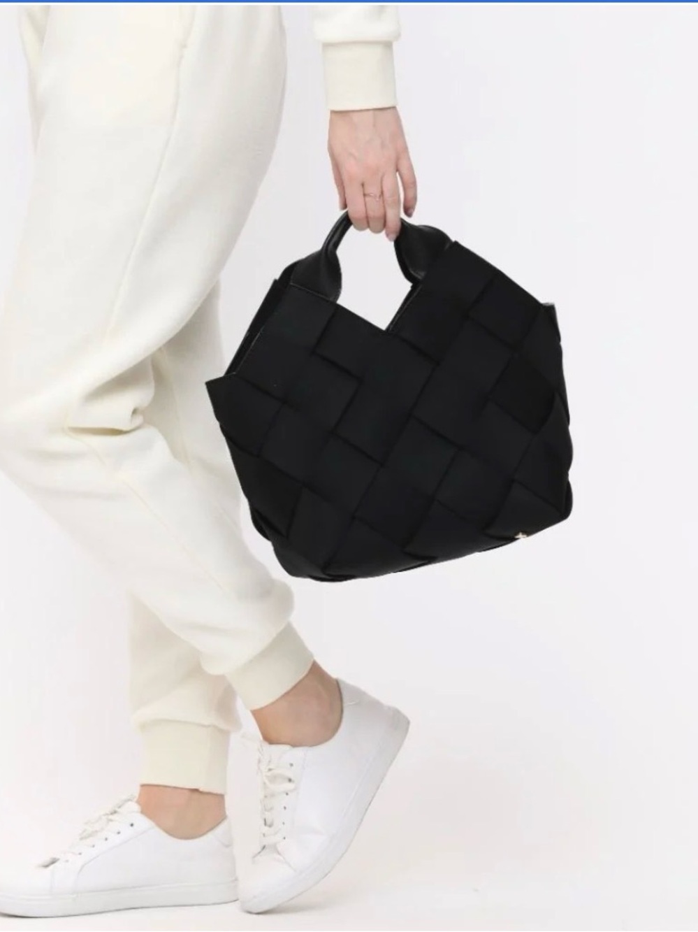 SOL and SELENE  “Resilience” Woven Neoprene Tote Bag - BLACK - NWT